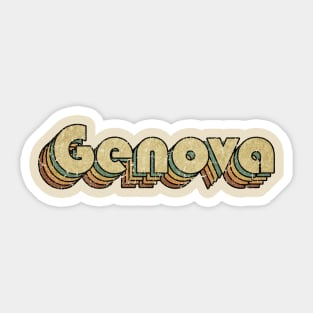 Genova // Vintage Rainbow Typography Style // 70s Sticker